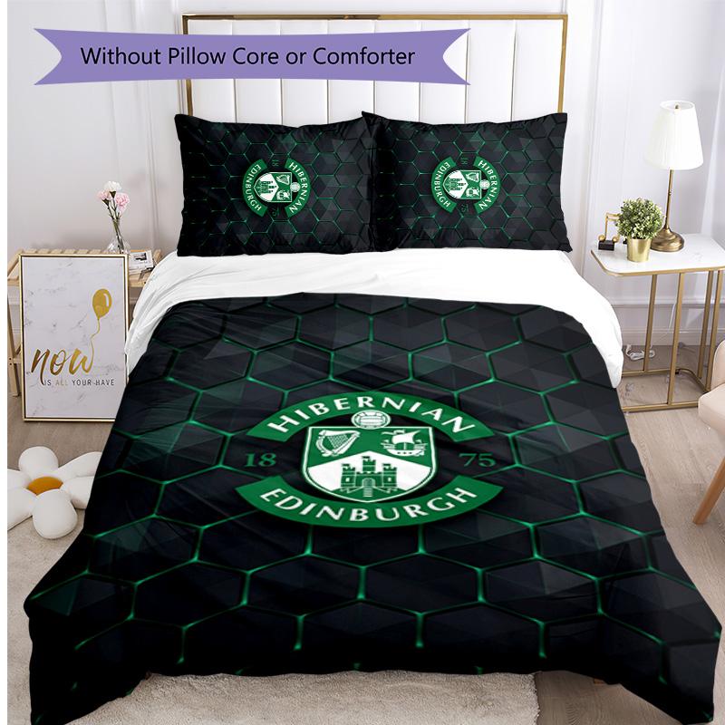 Hibernian FC Set Lenzuola Stampato 3 Pezzi Copripiumino Traspirante con Federe Biancheria da Letto Decorativa per Camera da Letto Casa