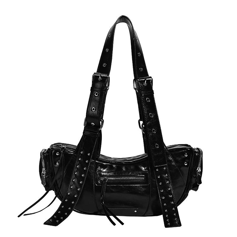 2025 New Trendy Fashionable Retro Motorcycle Bag, Soft Leather Large Capacity Shoulder Bag, Super Cool Wasteland Style Underarm Tote