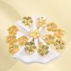 6 Pcs Flower Napkin Rings Metal Napkin Holders Silver Golden Flower Napkin Rings with Textured Petals for Dinner Table Wedding Party