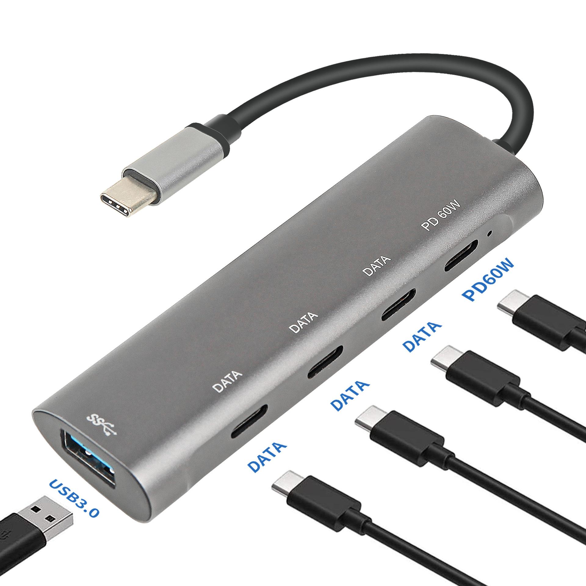 

HUB USB C Hub 5 портов тип c на USB 3.0 PD 60 Вт DATA USB C 2.0 многопортовый адаптер для macbook ноутбук разветвители 5 в 1 USB HUB