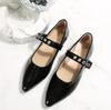 2025 Women Shoes Brand Women's Pumps Sexy Pointed Low Heel Pumps Fashion Shallow Buckle Flat Shoes Zapatos Size 36-43
