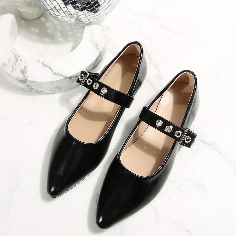 2025 Women Shoes Brand Women's Pumps Sexy Pointed Low Heel Pumps Fashion Shallow Buckle Flat Shoes Zapatos Size 36-43