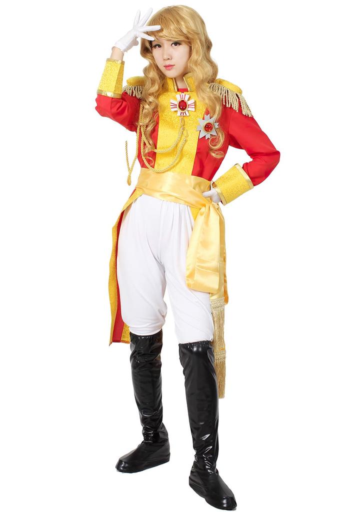 [NOOLOR] The Rose of Versailles Oscar Military Uniform, Captain of the Imperial Guard Cosplay Costume (Size M, Red)