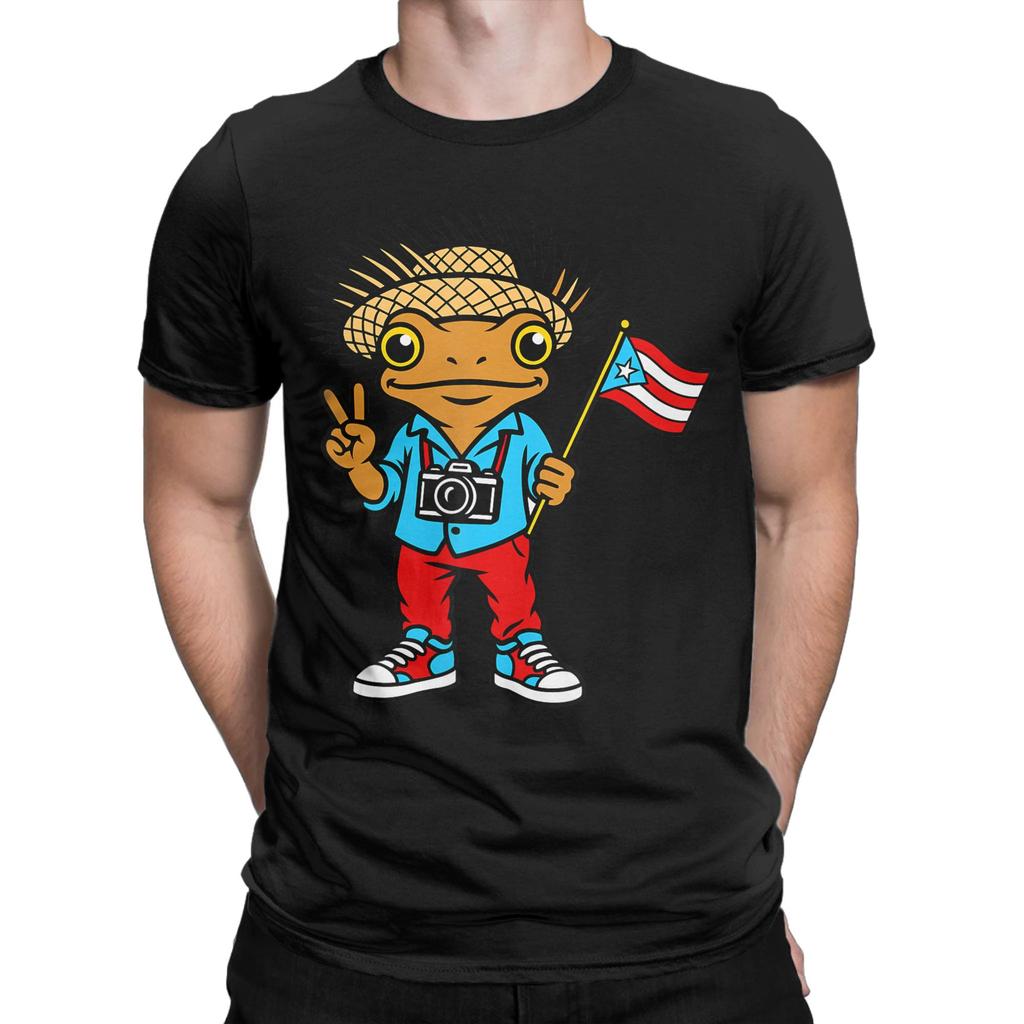 Bad Bunny Puerto Rico Coqui Frog Boricua Puerto Rican Flag Taino Cotton T Shirt For Men TShirts Tee Shirt Oversize Clothes