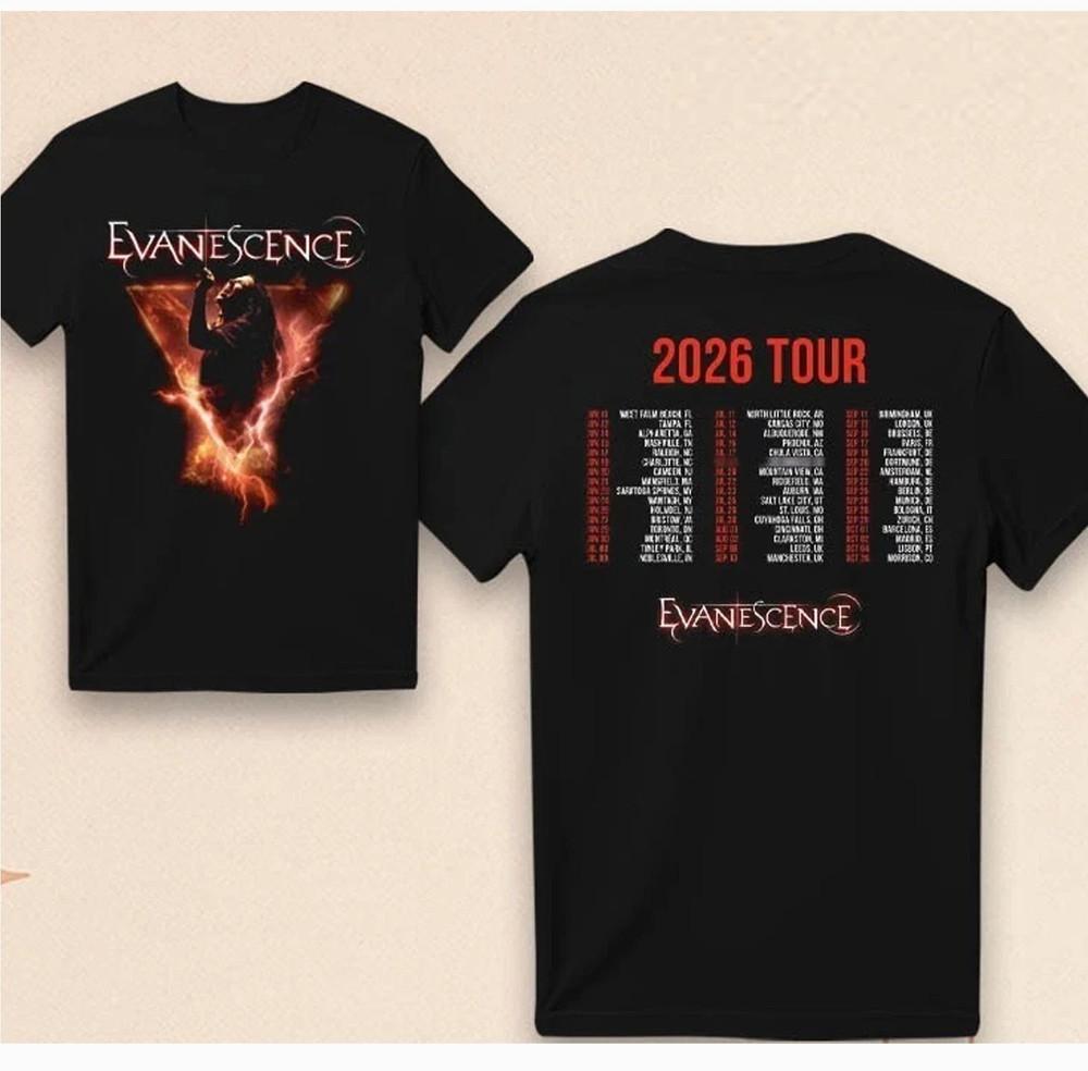 Evanescence 2026 Tour T-Shirt Fan Graphic Band Concert Tee S-5XL Unisex T-Shirt M
