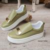 New Autumn European American Style Women's Thick Soled Solid Color Metal Flat Casual Shoes