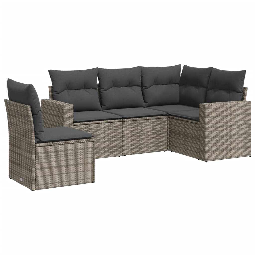 Vidaxl 5-Cz. Set da Giardino, Cuscini, Rattan PE Grigio