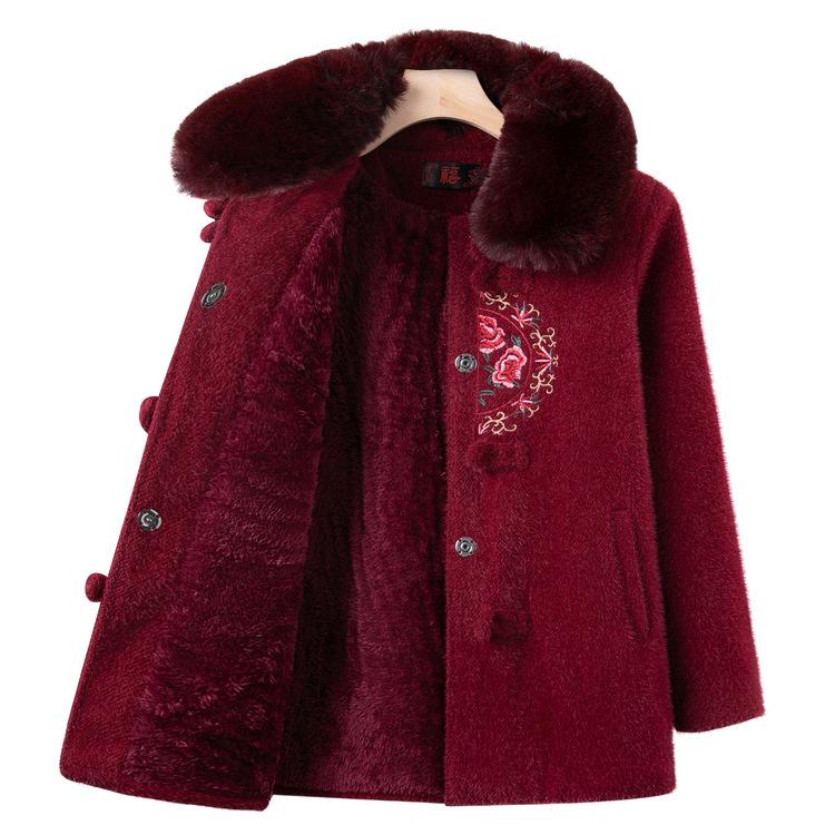 Grandma Autumn Short Jacket Fashionable Rich Lady Spring and Autumn Plus Wool Coat Elderly Female Mother Autumn and Winter Clothes