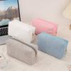 1pc Corduroy Makeup Bag Pencil Case Large Capacity Solid Stationery Storage Bag School Desktop Organizer Travel Lipstick Bag