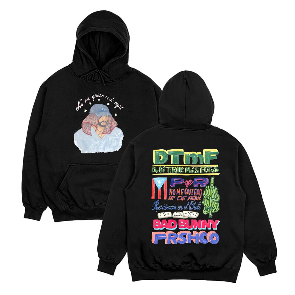 

Rapper Bad Bunny Pullovers DTMF Merch Residencia Full Tour Hoodies Men Women s Fashion Casual High Street Sweatshirts Streetwear XS чёрный