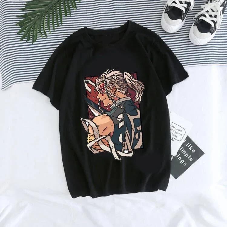 Women's T-Shirt Kaus Grafis Anime Uniseks Tanjirou Kamado Kaus Wanita Kimetsu Kaus Wanito Printed Harajuku T-shirt