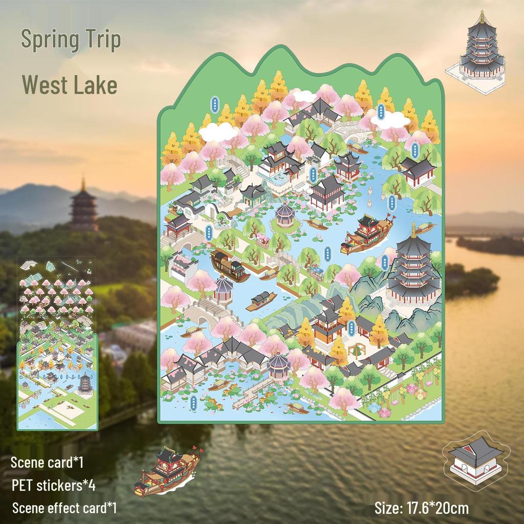 3D Large-Scale Scenery Sticker: DIY Visual Stacking Miniature Scene, No Cutting Needed