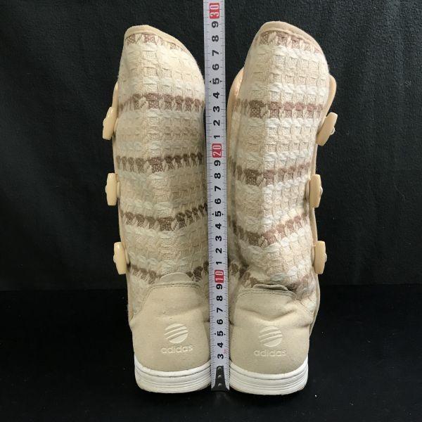 adidas lined autumn winter tweed boots women's 23.5 beige(USED)