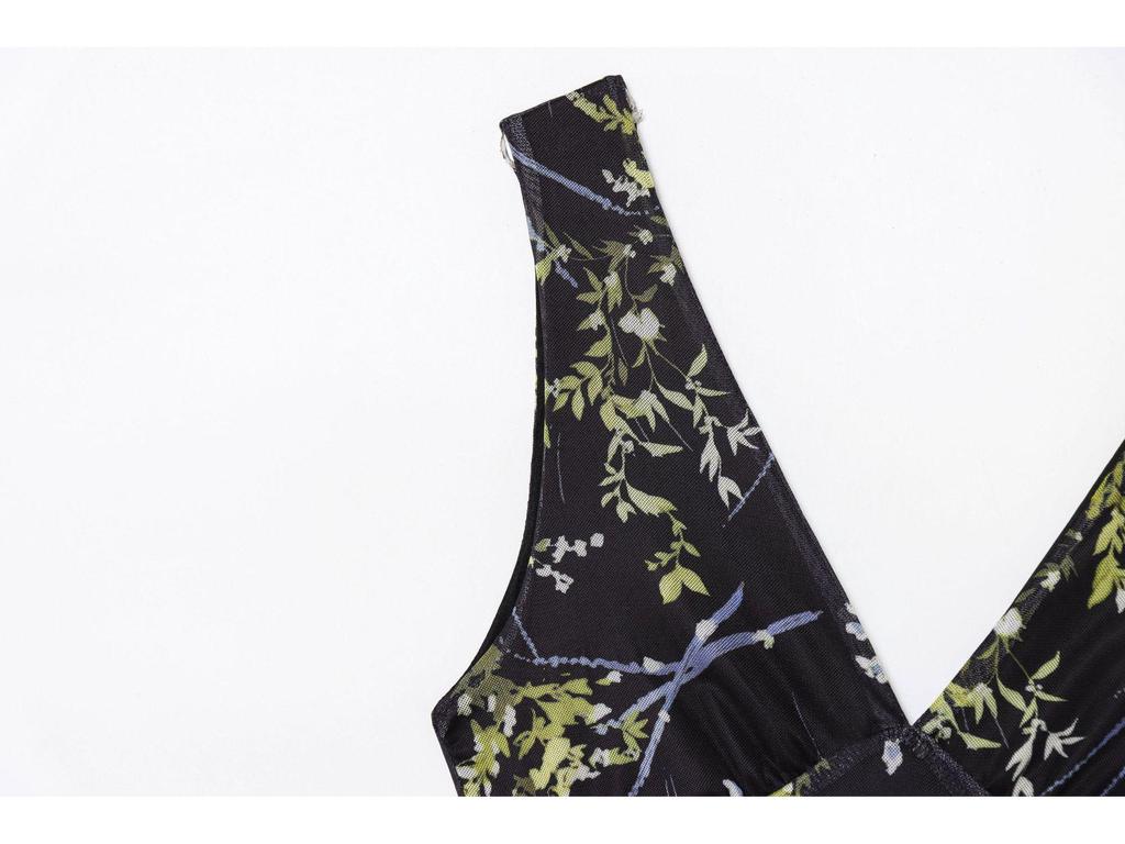 2025 Spring/Summer Women's European & American Style Waist-Hugging Sexy Printed Dress