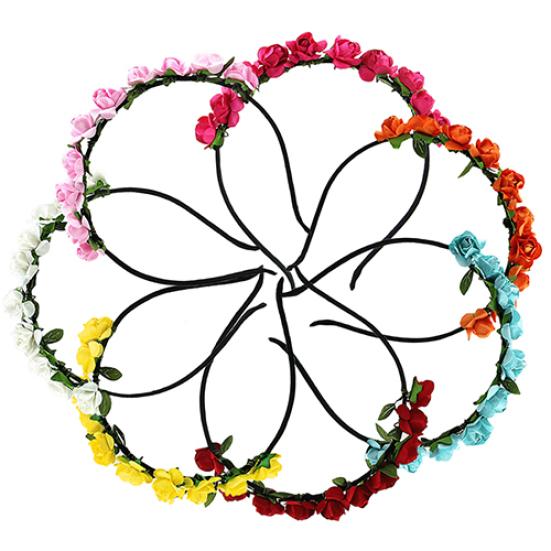 Rose Flower Crown Festival Headband Wedding Garland Floral Hairband Accessory