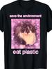 Men'S Humorous T-Shirt Featuring a Cat Meme Promoting Environmental Awareness, Adorned with Adorable Pink Hearts And a Tabby Cat Design, Perfect for C