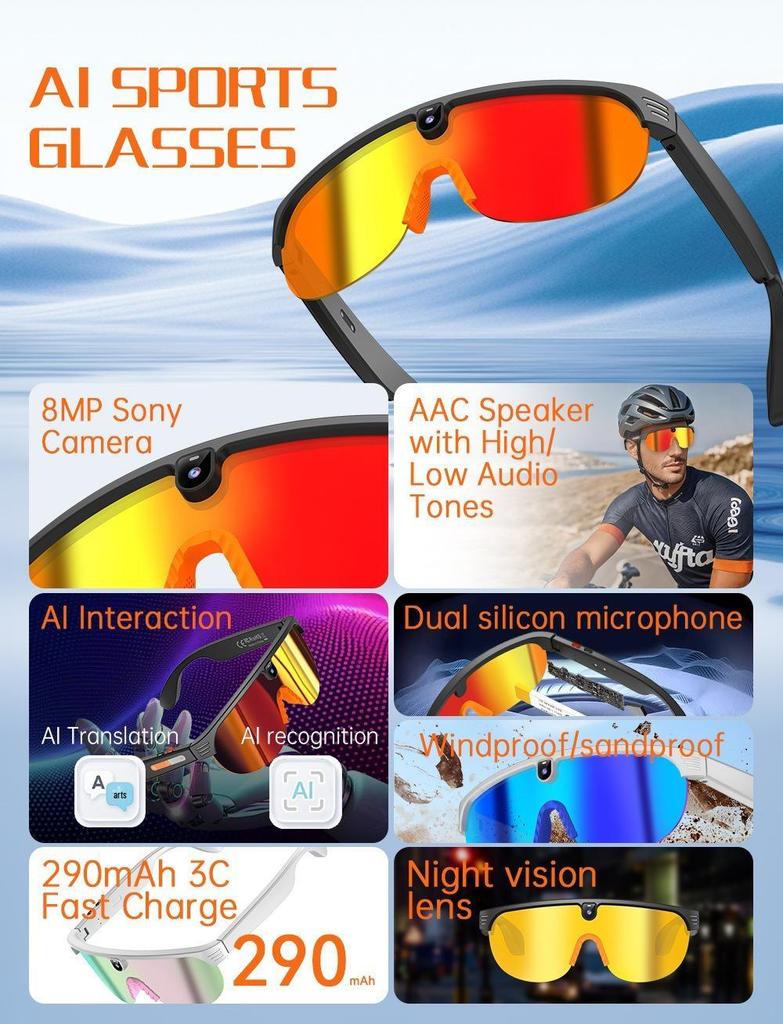 HD Smart Cycling Glasses: Bluetooth, UV Protection, Electroplated Lenses for Photography & Outdoor Sports
