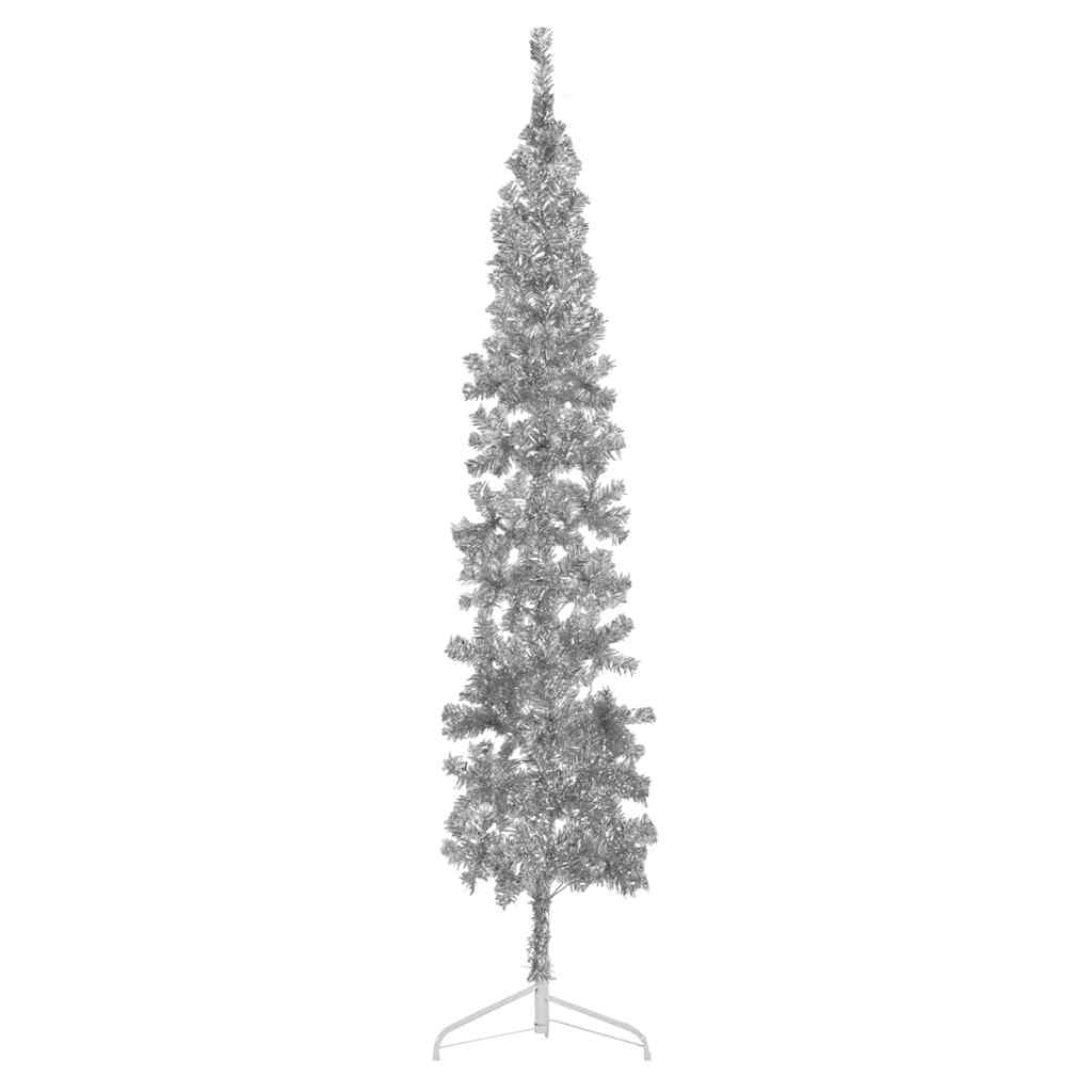 Artificial Half Christmas Tree Stand Slim Silver 210 cm