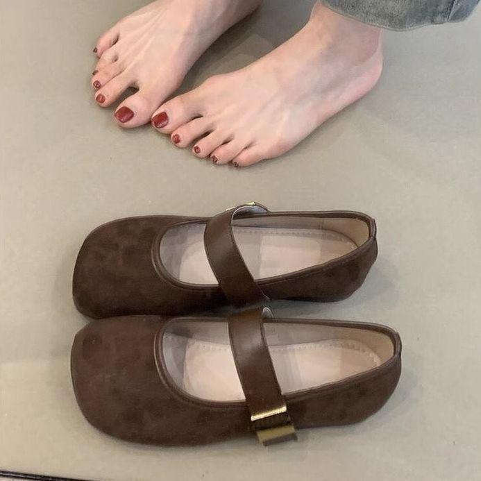 Retro flat-bottomed fashionable versatile Doudou shoes spring and summer new single shoes soft-soled small fragrant single shoes women