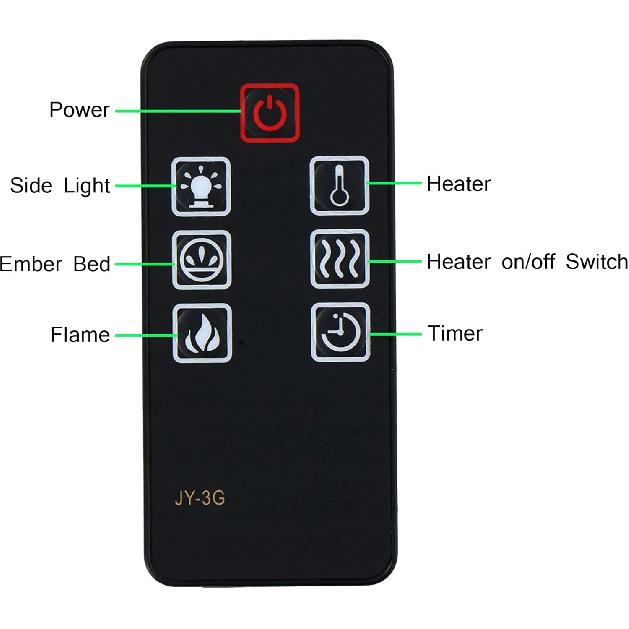 Replacement for Della Muskoka Pleasant Hearth Electric Fireplace Heater Remote Control JY-3G