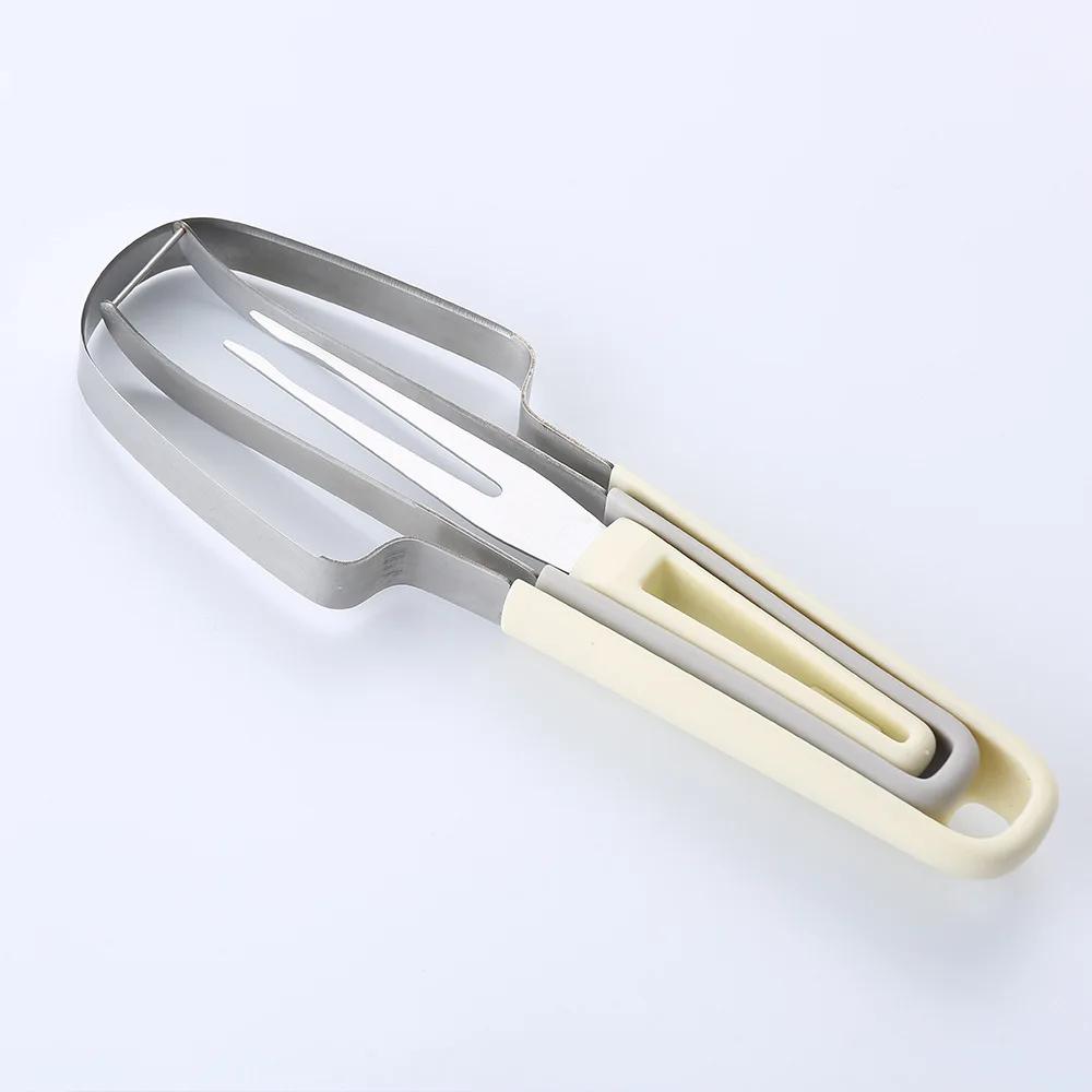 Watermelon slicer, three-in-one stainless steel watermelon cutter, fruit clamp, fruit digger, multi-functional home fruit divide