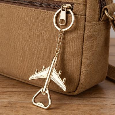 Airplane Bottle Opener Keychain Metal Aircraft Model Keychain Fun Bag Charm Novelty Bottle Opener Gift for Airplane Lovers