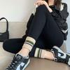 Women's Fleece-Lined High-Waist Leggings: New Autumn/Winter Style with Ribbed Ankle Cuffs, Slim Leg, and Warm Thread for Outdoor Wear.