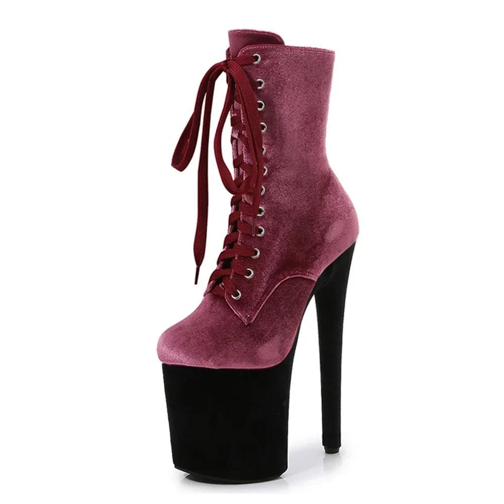 Fashion Top Sale 20CM Corduroy Surface Platform Women Shoes High Heeled shoesCustom Colors Boots Erotic Lap Pole Dancing Ankle Boots