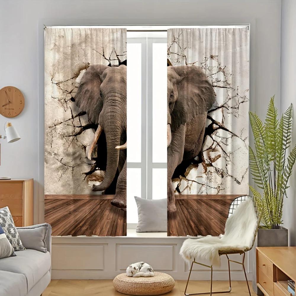 Tier-Muster Design Elefanten-Muster Design 3D Vorhangstangen-Taschen-Stil Tasche Dekorative Fenstergardinen Fensterdekorationen Ideal für Ideal für