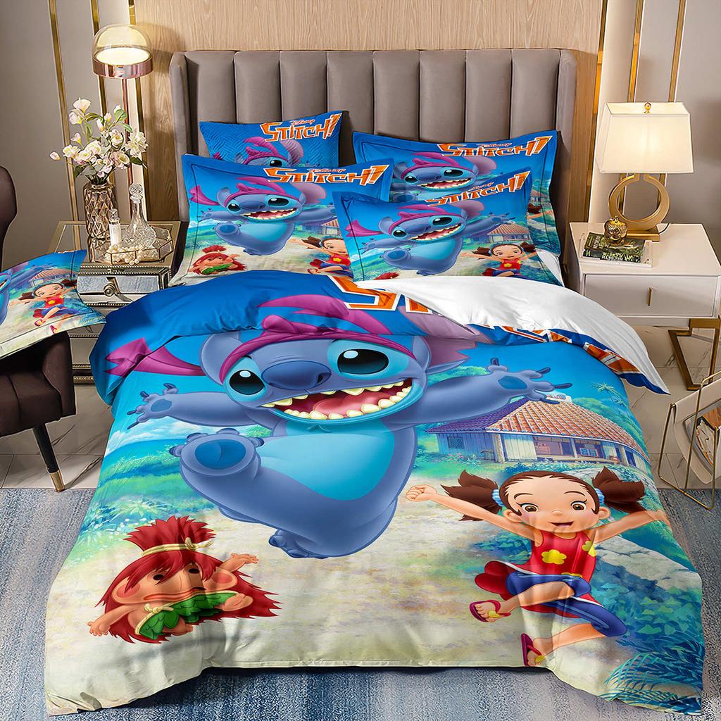 3D Digital Printing Quilt Cover Pillowcase Bedding Cartoon Three-Piece Set Home Textile Four-Piece Set