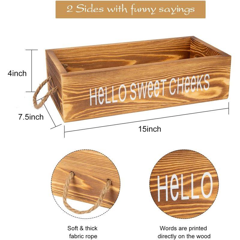 Double-sided Letter Wooden Storage  Box With Rope Household Decorative Ornaments