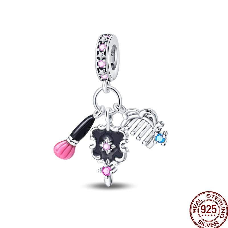 Copper Tailor Handmade Button Scissors Shiny Zircon Charm Beads Suitable For Panoriginal Bracelet Diy