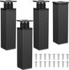 15cm Black Metal Adjustable Furniture Support Legs – Universal Leveling Replacement Feet for Tables Chairs Cabinets Beds and Computer Desks 4PCS