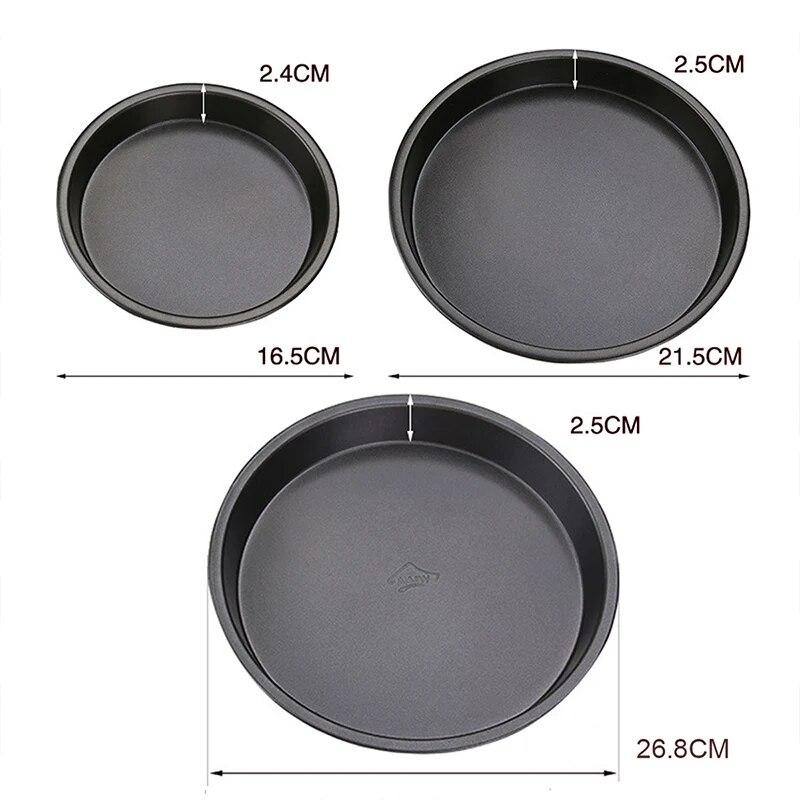 Non-Stick Carbon Steel Pizza Pan Oven Baking Trays Mold Microwave Cake Pan Dish Mould Patisserie Tarte Pie Sapan Tools