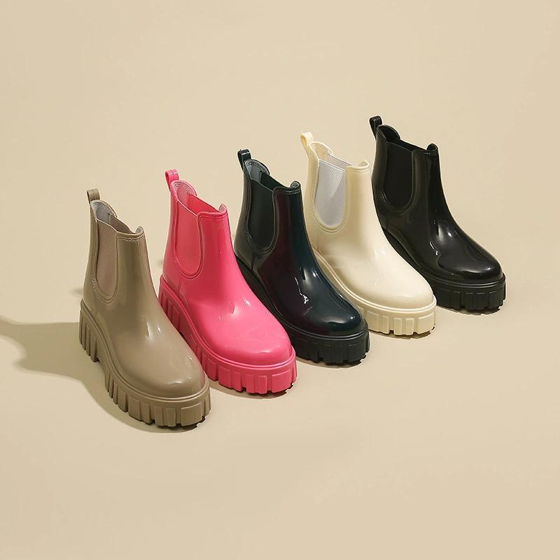 Rain Shoes Women's Waterproof Mid Sleeve Outwear Fashion Trend Versatile Jelly Rain Boots Women's Shoes