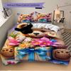 3pcs Anime Teddy Bear Bedding Set - Includes One Quilt Cover and Two Pillowcases (No Core) - Home Decor, Festival Gift, Polyester Fabric, Ca