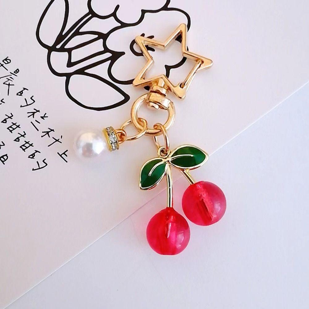 

Love Beads Heart Keychain Star Bow Bag Pendant Funny Cherry Keychain Couple style 3