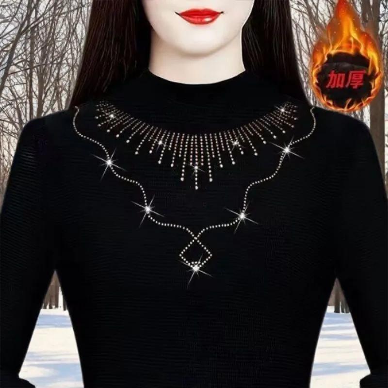 Fashionable Inner Layer Plus Velvet Thickened Women's New Autumn Winter Versatile Tops