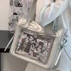 JIAERDI Harajuku Sweet Cute Bow Tote Bag Women Square Large Capacity Transparent Shoulder Bag Ladies Everyday Anime Ita Bag 2025