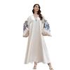 Embroidered Tassel V-neck Abaya: Middle Eastern Muslim Women's Long Robe