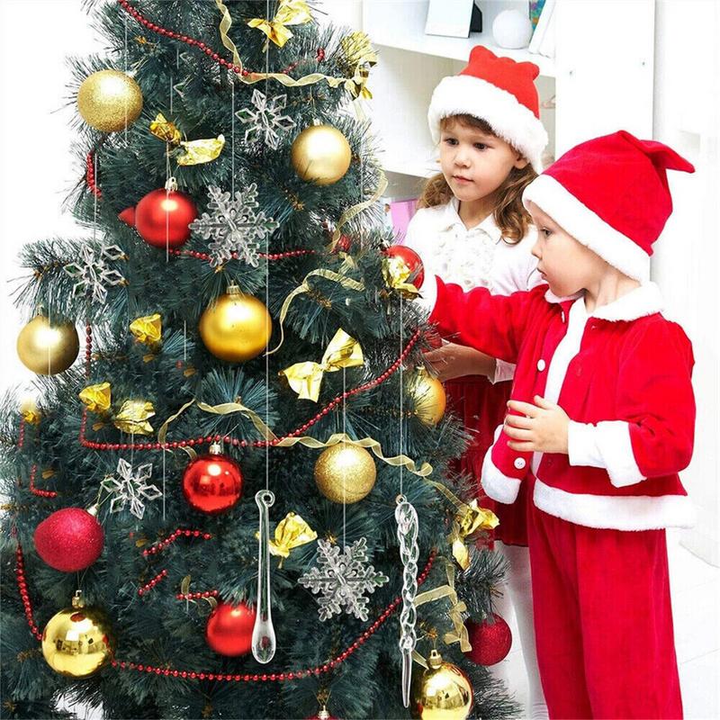 2025 Christmas Snowflake Icicle Column Ornament Acrylic Christmas Tree Hanging Pendant Fake Icicle Tree Decoration
