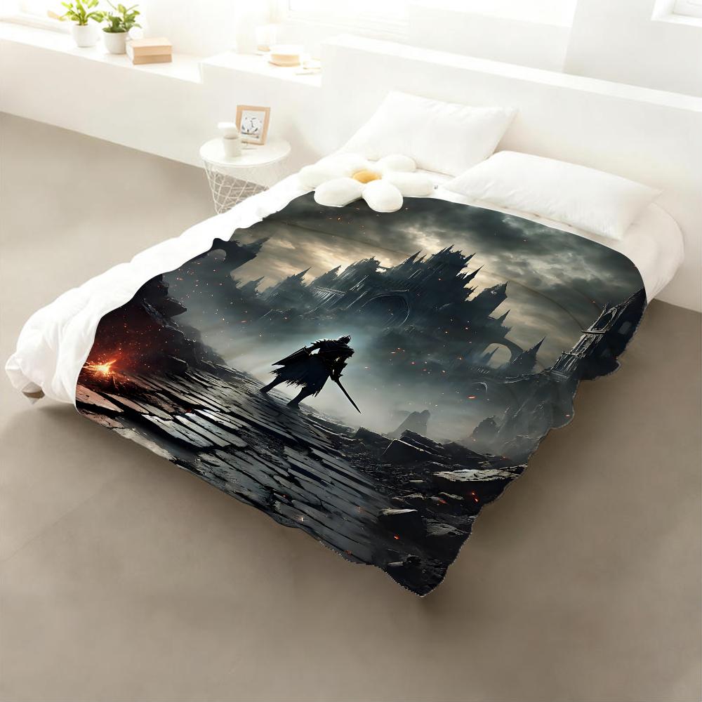 Classic Game Dark Souls 2 3 Throw Cozy Soft Flannel Throw Lightweight Skin-Friendly For Sofa Bed Office & Travel