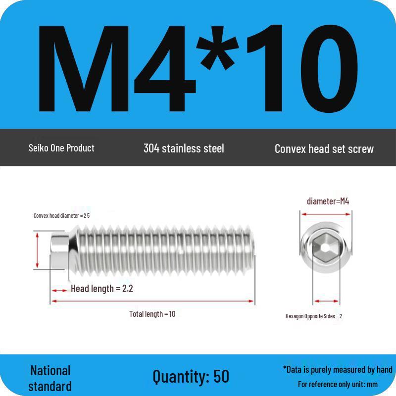 304 Stainless Steel Cup Point Grub Screw - Sizes M3 To M10