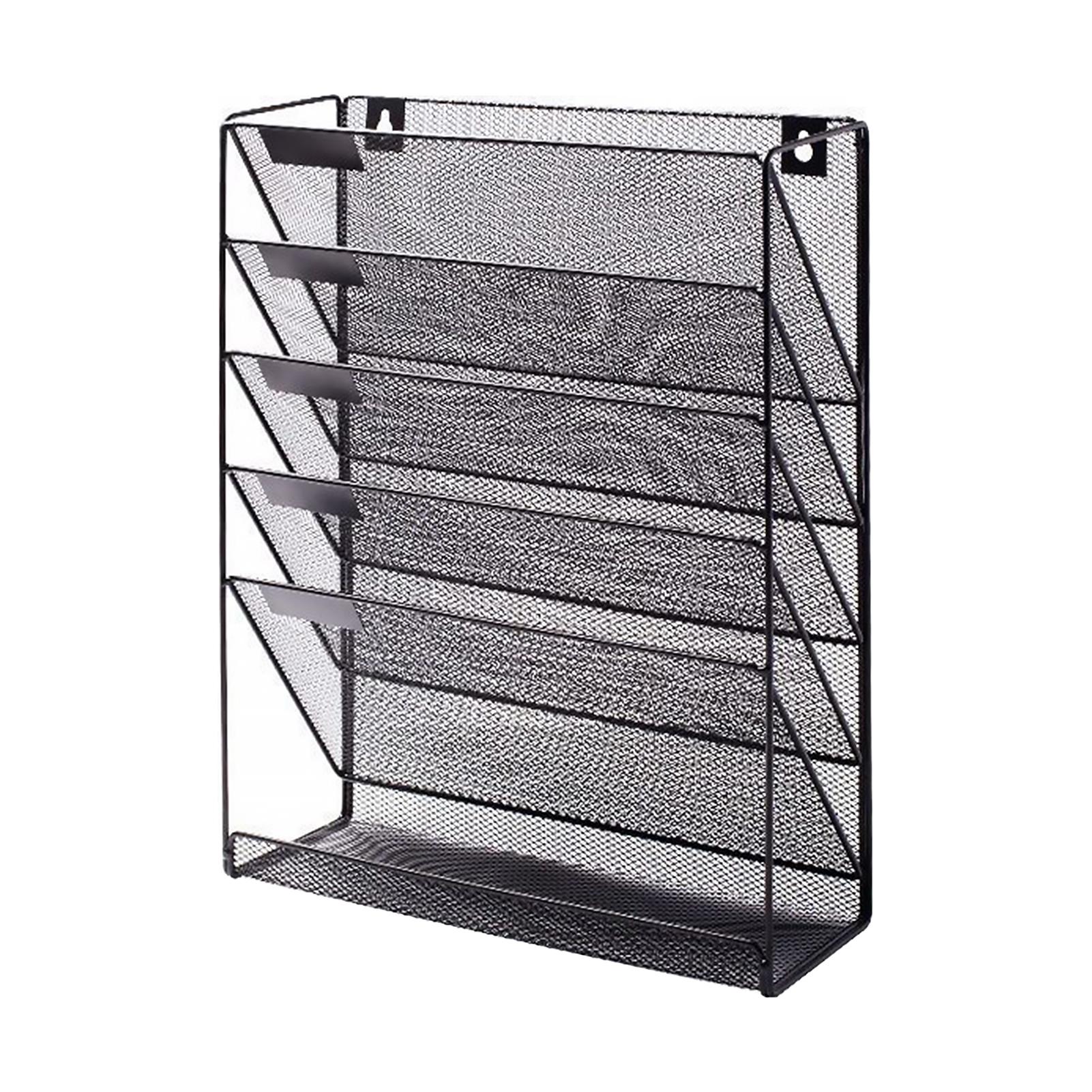 

Wall Mount Document Organizer 5-Tier Metal With Storage Shelves For Office Home Use