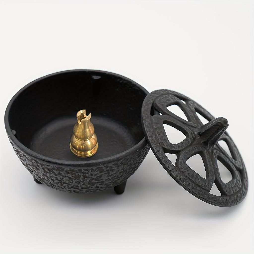Multifunkční litinová kadidelnice s měděnými vložkami - ideální pro vykuřování olejem, obřady a domácí dekoraci (průměr 7,87 cm), k ozdobení sedátek na vonné tyčinky