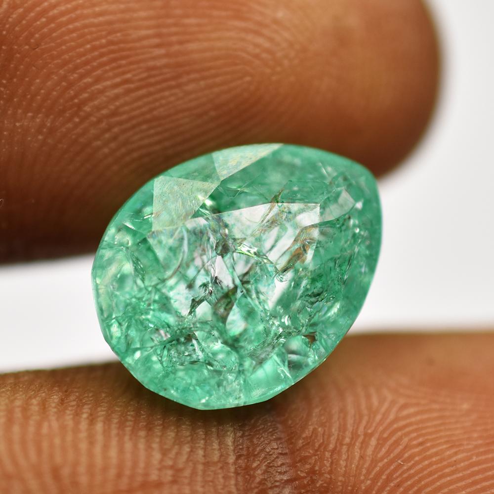 NATURAL Green Emerald CERTIFIED 13x10mm Pear Shape Loose Gemstone For Loved Ones