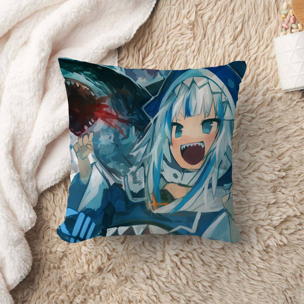 Hololive Vtuber Gawr Gura Pillow Cover Design Cushion Cover Decor Holiday Decorati