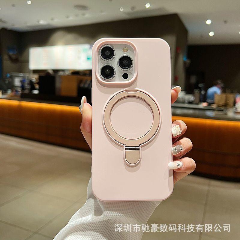 Applicable to iPhone17promax liquid silicone magnetic suction bracket mobile phone case Apple 16 skin feeling all-inclusive anti-drop cover