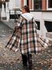 Autumn/Winter 2025 European & American Style Hooded Plaid Wool Trench Coat