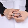 Fashion 8mm Men CopperColor Stainless Steel Ring Vintage Meteorites and Blue Carbon Fiber Rings For Men Wedding Band Jewelry